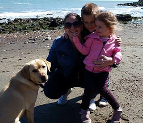 hearing dog Clover helping Debbie