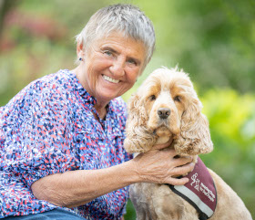 Kim and hearing dog Bear