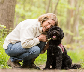 Maggie and hearing dog Jamie