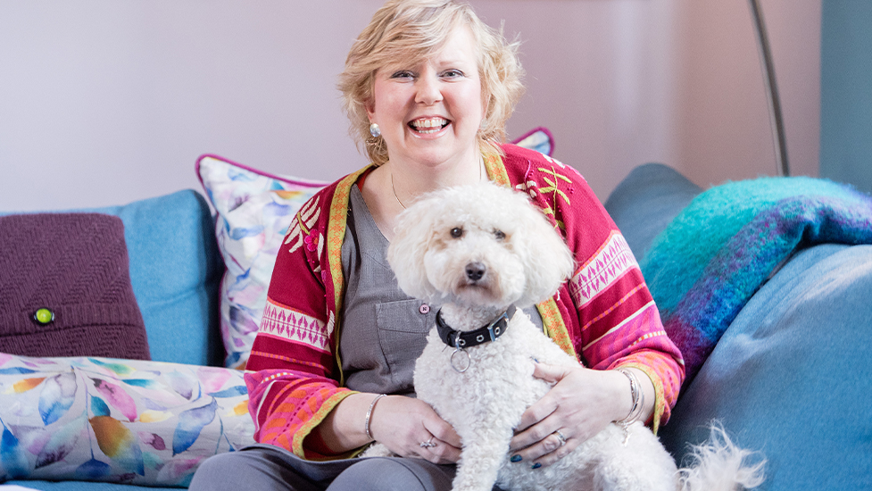 Sarah and hearing dog Primrose