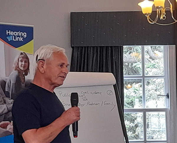 David speaking at a LinkUp group