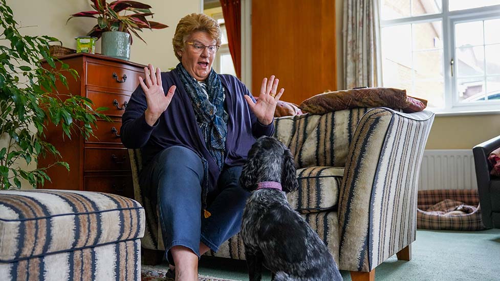 Nicola asking Dolly 'What is it?' as she alerts to a sound