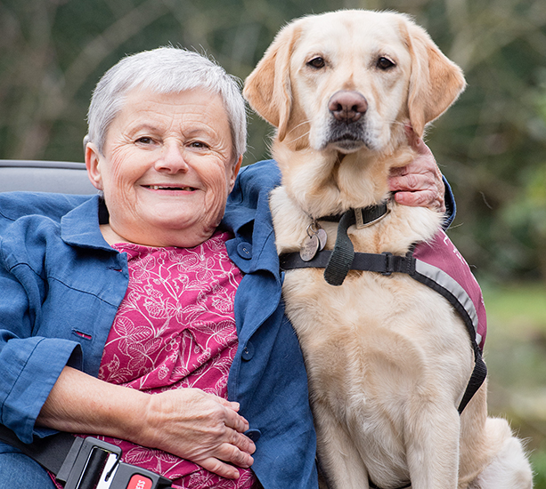 Sally Harris and her hearing dog Babs